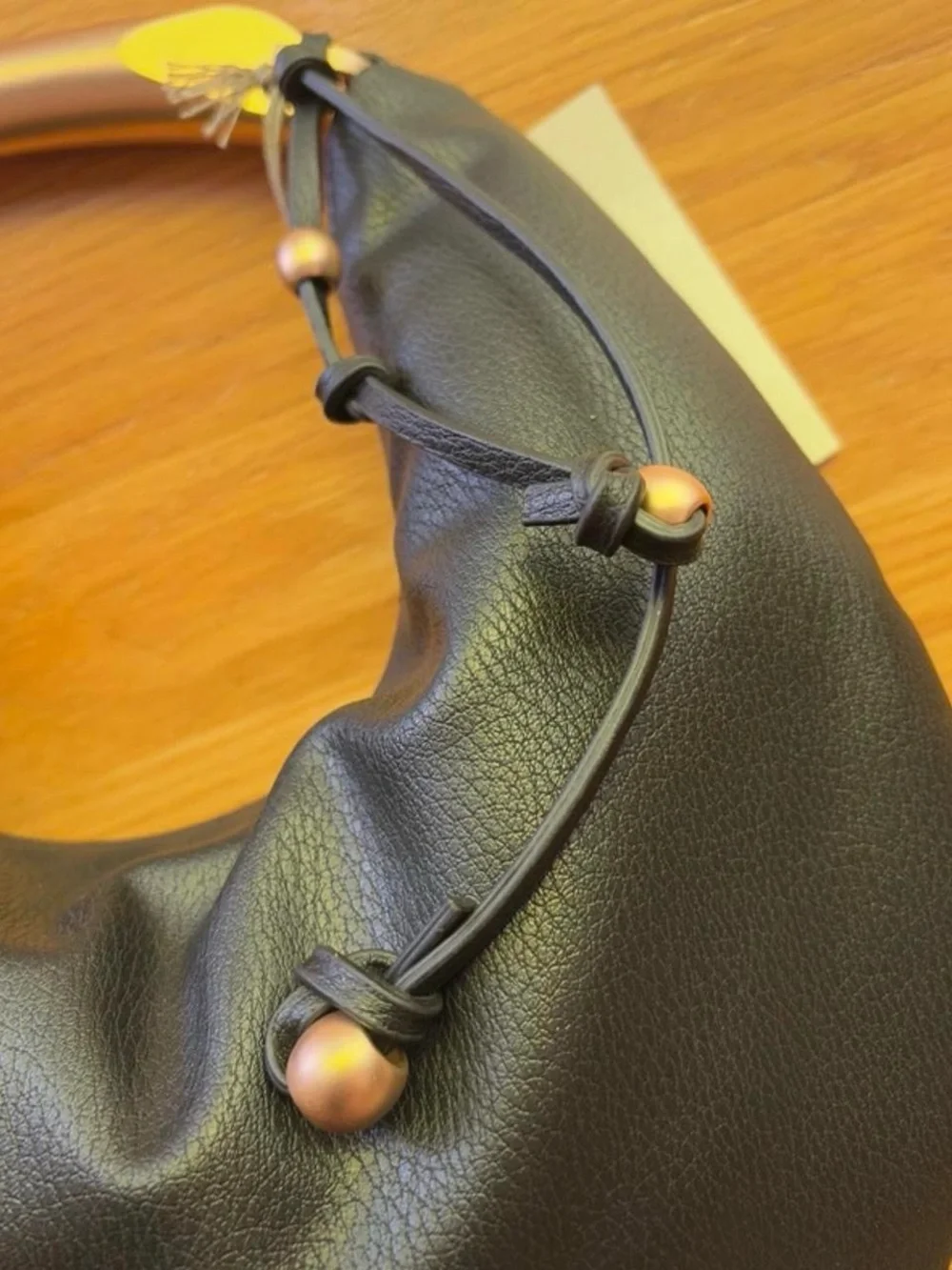 Black Crescent Hobo Handbag by